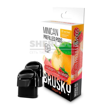 Предзаправленный картридж Brusko Minican Prefilled Pods, 2,4мл, Грейпфрут с малиной (2шт)
