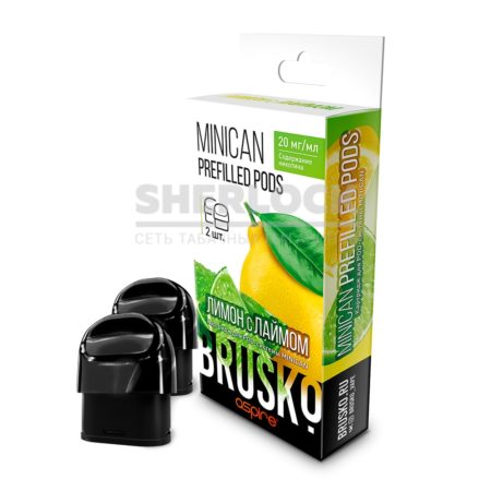 Предзаправленный картридж Brusko Minican Prefilled Pods, 2.4мл, Лимон с лаймом (2шт)